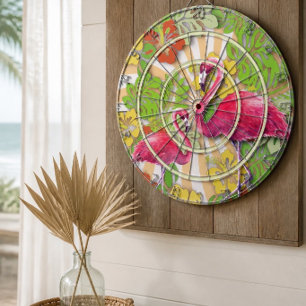 Colorful Abstract Flamingo & Floral Dartboard