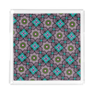 Colorful Abstract Floral Acrylic Tray