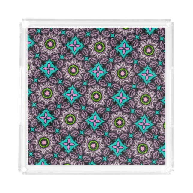 Colorful Abstract Floral  Acrylic Tray (Front)