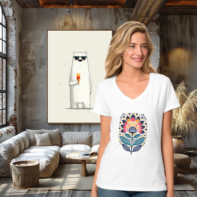Colorful Abstract Floral Art Design T-Shirt (Creator Uploaded)