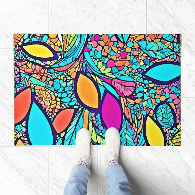 Colorful Abstract Floral Art Doormat (Indoor)