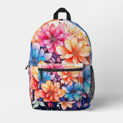 Colorful Abstract Floral Art Printed Backpack