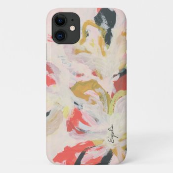 Colorful Abstract Floral Art Your Name Iphone 11 Case by byEunMee at Zazzle