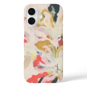 Colorful Abstract Floral Art Your Name iPhone 16 Case