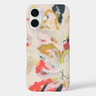 Colorful Abstract Floral Art Your Name iPhone 16 Case