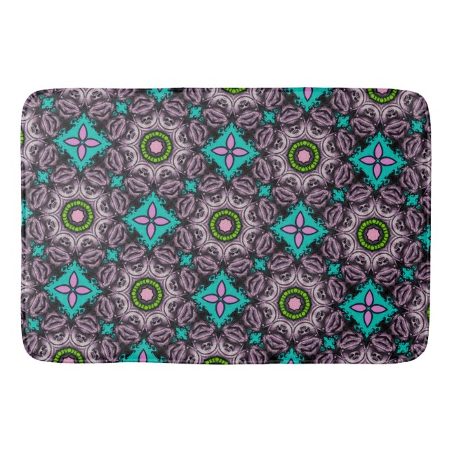 Colorful Abstract Floral Bath Mat (Front)