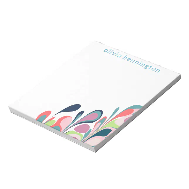 Colorful Abstract Floral Custom Monogram Name Notepad | Zazzle