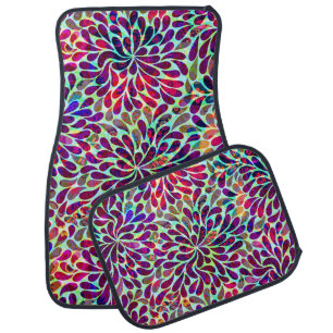 Colorful Abstract Floral Design Car Floor Mat