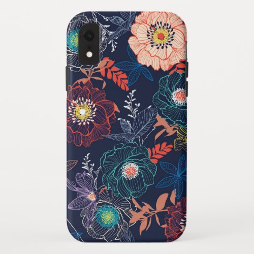 Colorful Abstract Floral Design iPhone XR Case