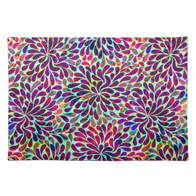 Colorful Abstract Floral Design Cloth Placemat (Front)