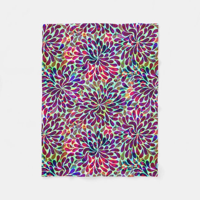 Colorful Abstract Floral Design Fleece Blanket (Front)