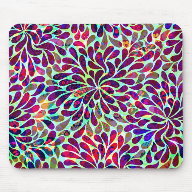 Colorful Abstract Floral Design Mouse Pad (Front)