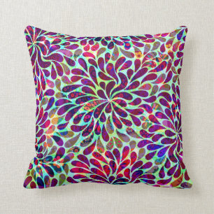 Colorful Abstract Floral Design Throw Pillow