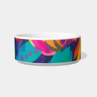Colorful Abstract Floral Dog Bowl – Modern Pet