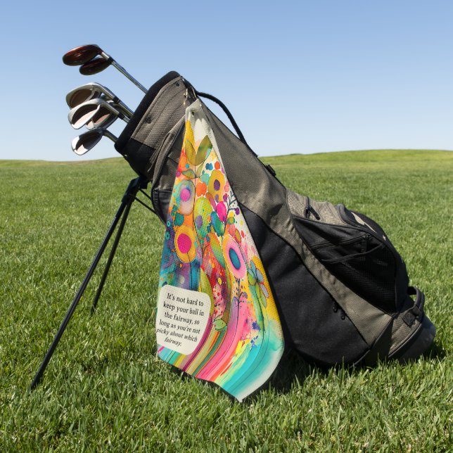 Colorful Abstract Floral Funny Golf Towel (Green)