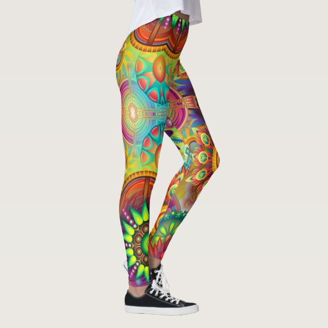 Colorful Abstract Floral Leggings (Right)