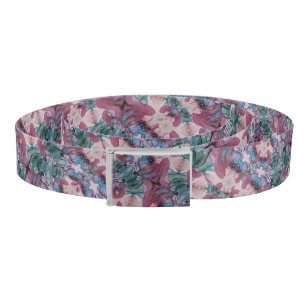 colorful abstract Floral painted pink, green Belt