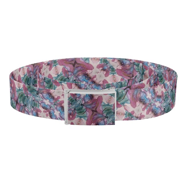 colorful abstract Floral painted pink, green Belt (Coil)