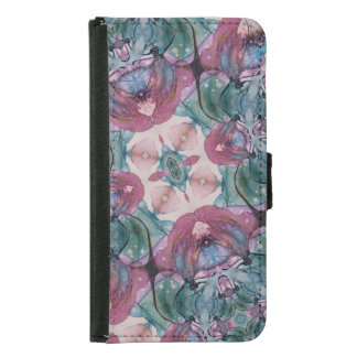 colorful abstract Floral painted pink, green  Samsung Galaxy S5 Wallet Case
