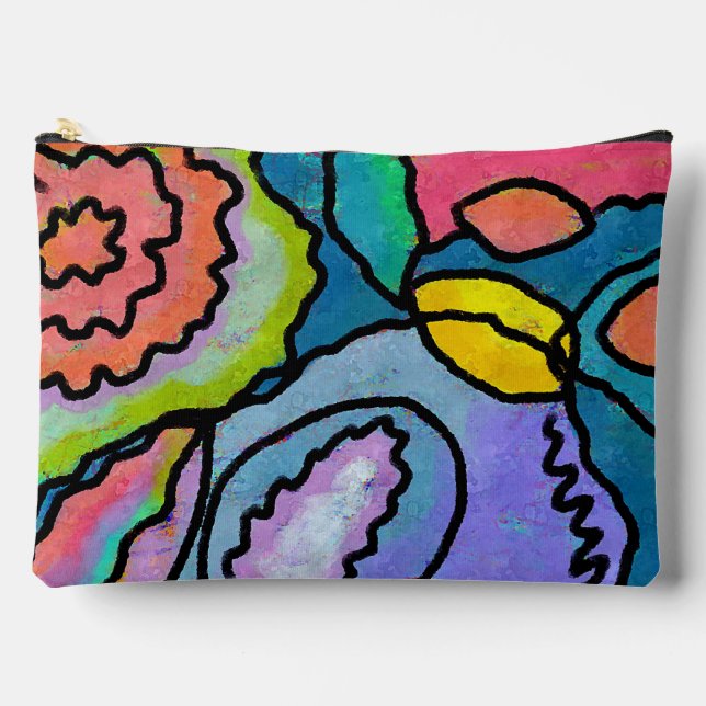 Colorful Abstract Floral Painting Accessory Pouch (Front)