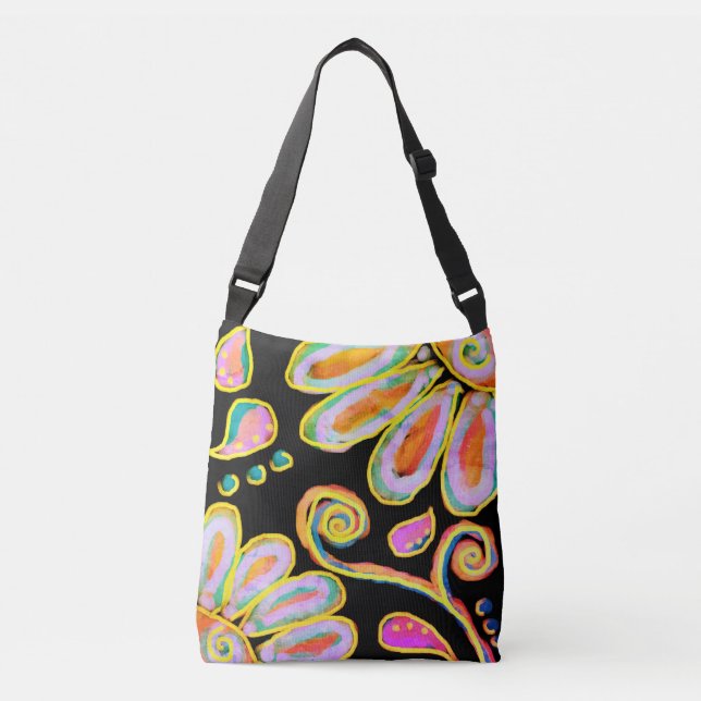 Colorful Abstract Floral Painting Tote (Front)