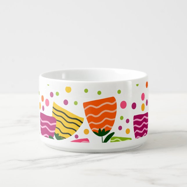 Colorful Abstract Floral Pattern Bowl | Modern Sca (Center)