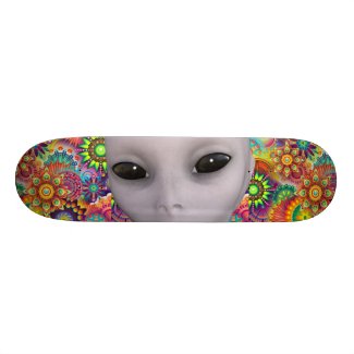 Colorful Abstract Floral Pattern Extraterrestrial Skateboard Deck