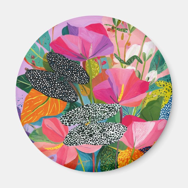 Colorful Abstract Floral Pattern Magnet (Front)