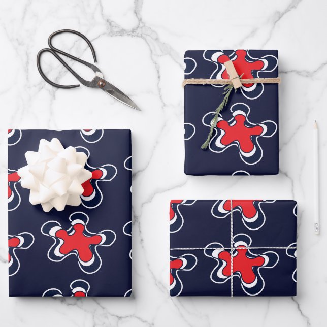 Colorful Abstract Floral Pattern Wrapping Paper Sheets (Front)