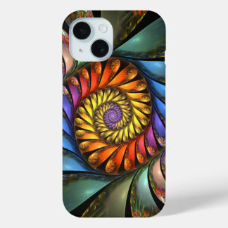 Colorful Abstract Floral Spiral Harmonium iPhone 15 Case