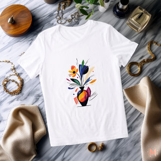 Colorful Abstract Floral T-Shirt | Modern Artistic Tri-Blend Shirt