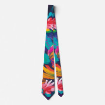 Colorful Abstract Floral Tie Bold Modern Men’s Tie