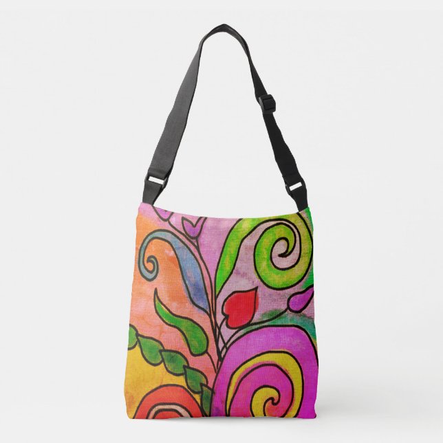 Colorful Abstract Floral Tote (Front)
