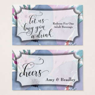 Colorful Abstract Floral Watercolor Drink Tickets