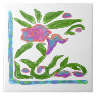 Colorful Abstract Flower Ceramic Tile