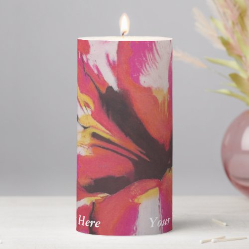 colorful abstract flower design contempory floral  pillar candle