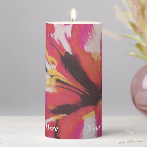 colorful abstract flower design contempory floral  pillar candle