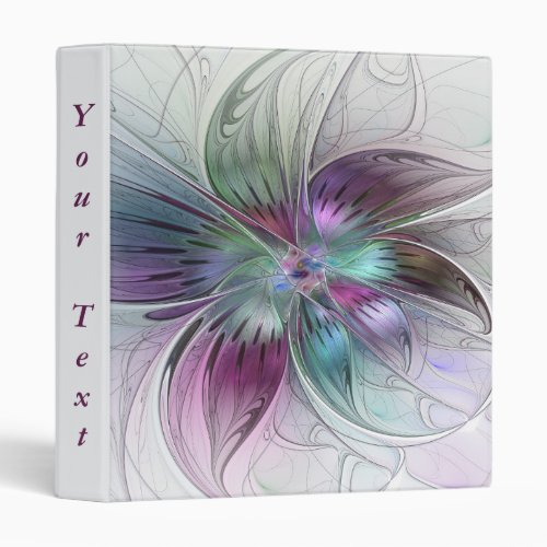 Colorful Abstract Flower Floral Fractal Art Text 3 Ring Binder