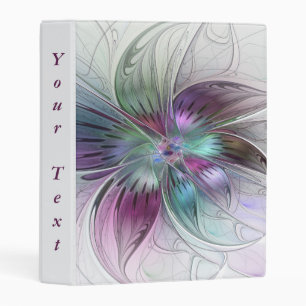 Colorful Abstract Flower Floral Fractal Art Text Mini Binder