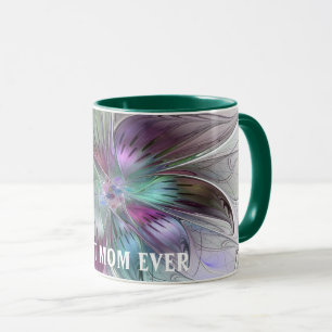 Colorful Abstract Flower Floral Fractal Best Mom Mug