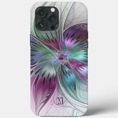 Colorful Abstract Flower Floral Fractal Monogram iPhone 13 Pro Max Case