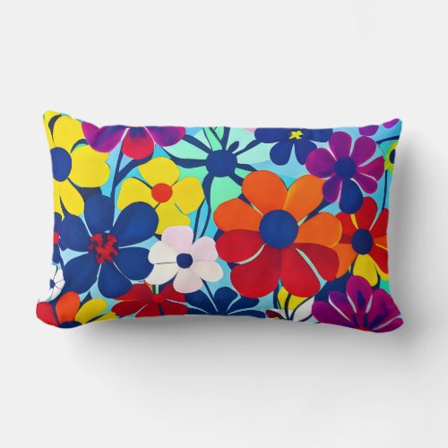 Colorful abstract flower  lumbar pillow