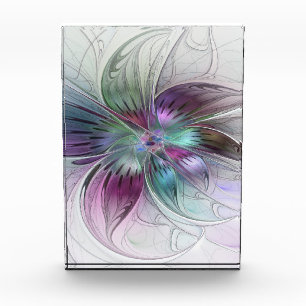 Colorful Abstract Flower Modern Floral Fractal Art Acrylic Award