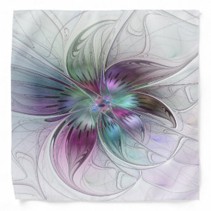 Colorful Abstract Flower Modern Floral Fractal Art Bandana