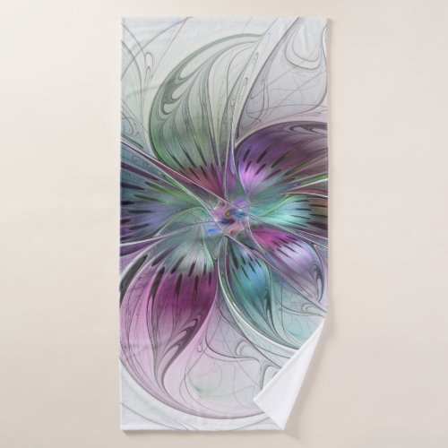 Colorful Abstract Flower Modern Floral Fractal Art Bath Towel