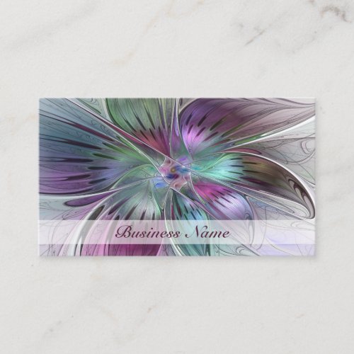 Colorful Abstract Flower Modern Floral Fractal Art Business Card