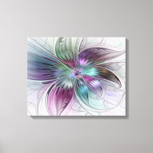 Colorful Abstract Flower Modern Floral Fractal Art Canvas Print