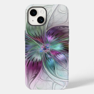 Colorful Abstract Flower Modern Floral Fractal Art Case-Mate iPhone 14 Case