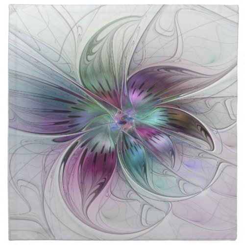 Colorful Abstract Flower Modern Floral Fractal Art Cloth Napkin