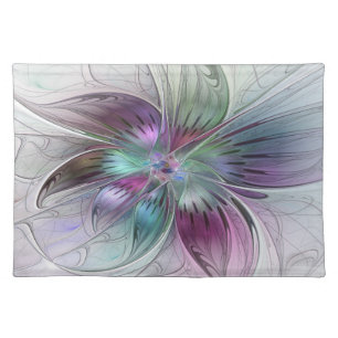 Colorful Abstract Flower Modern Floral Fractal Art Cloth Placemat